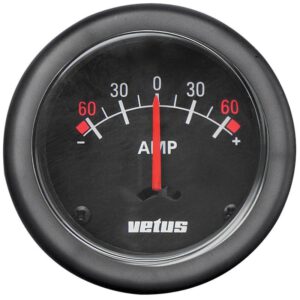 VETUS Ampèremeter 60A, zwart, 12/24 Volt